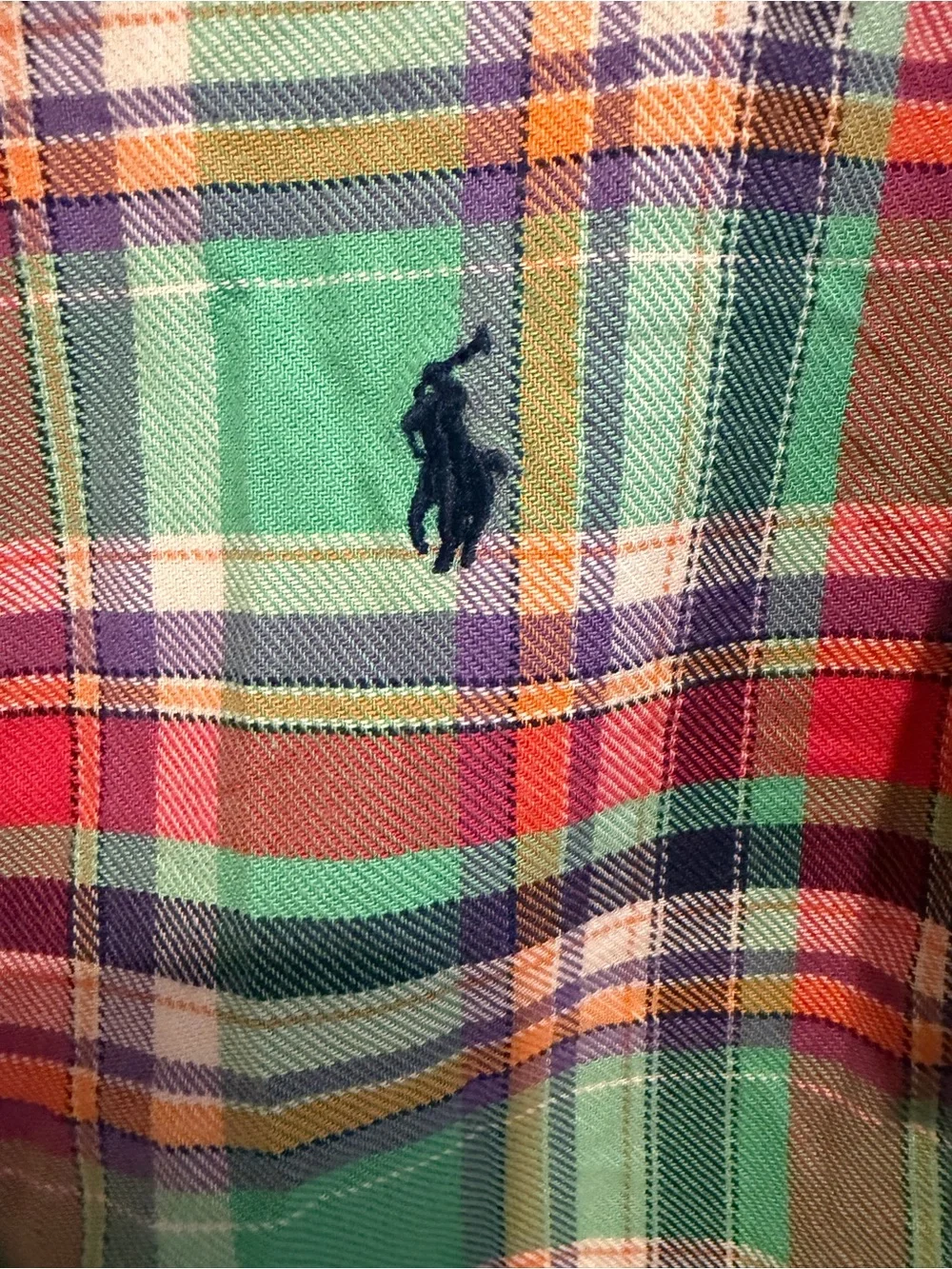 Ralph Lauren Boys Plaid Button Down Shirt Green Red 4T